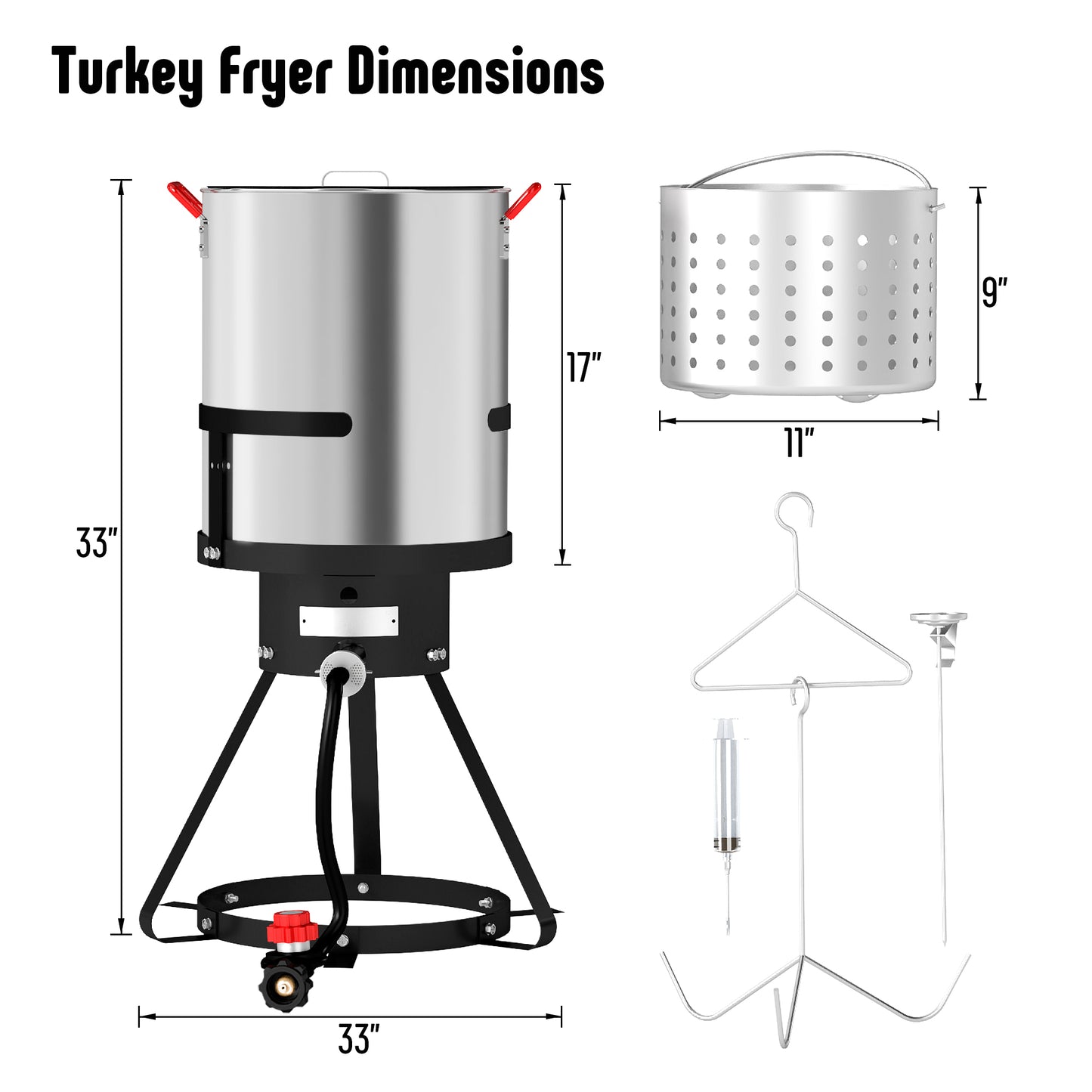 FEASTO 30Qt Aluminum Turkey Fryer Pot with Stockpot Basket & 50,000BTU Propane Gas Burner, Outdoor Deep Fryer & Seafood Boil Pot-Outdoor Cooker for Crawfish, Crab, Shrimp and Frying