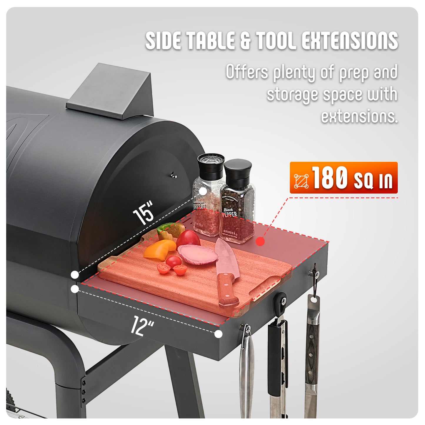 Feasto BBQ Charcoal Grill with Side Table, 30-In Heavy Duty Outdoor BBQ Grill with 647 Sq. In Cooking Area for Outdoor Barbecue in Backyard, Patio and Parties, Black by Feasto