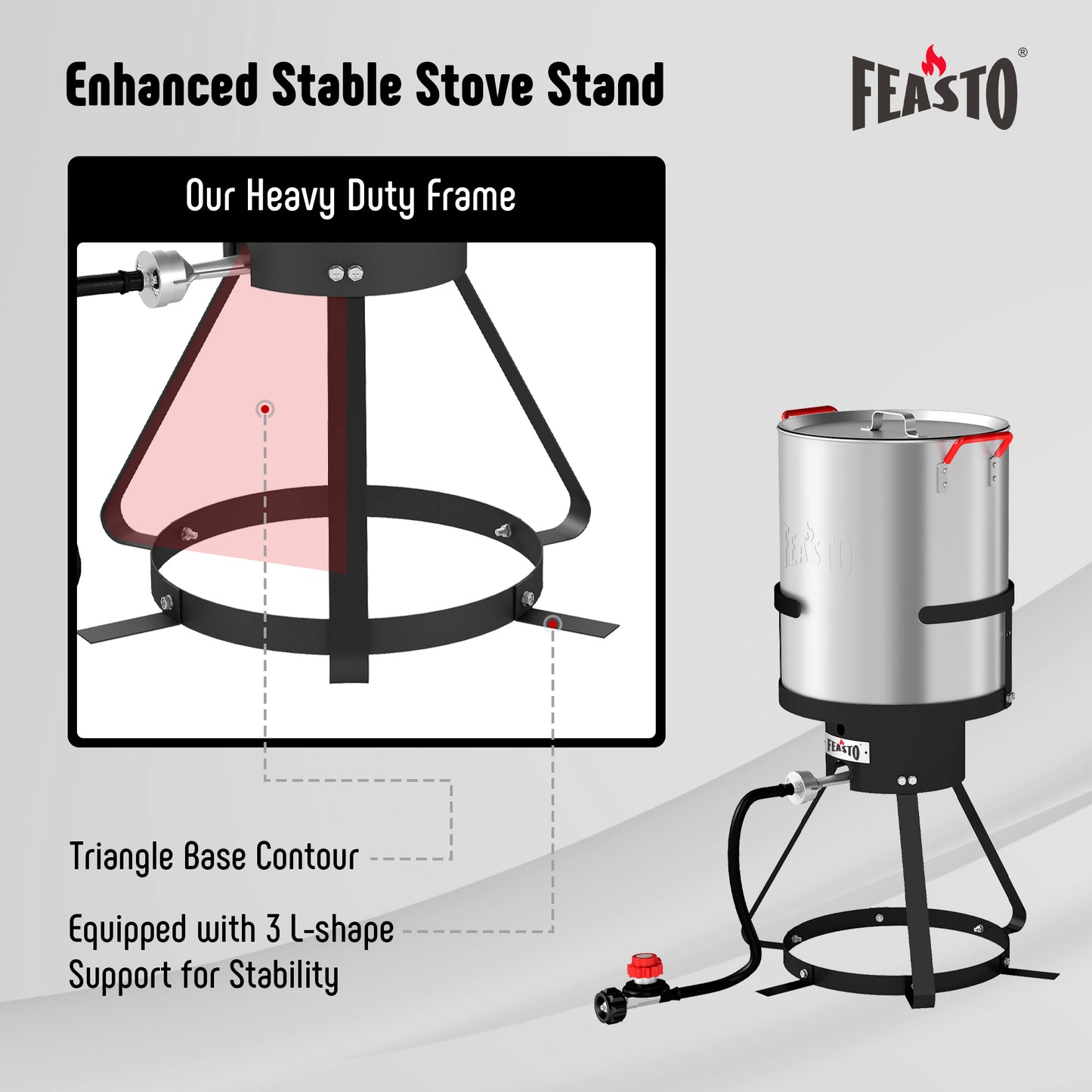 FEASTO 30Qt Aluminum Turkey Fryer Pot with Stockpot Basket & 50,000BTU Propane Gas Burner, Outdoor Deep Fryer & Seafood Boil Pot-Outdoor Cooker for Crawfish, Crab, Shrimp and Frying