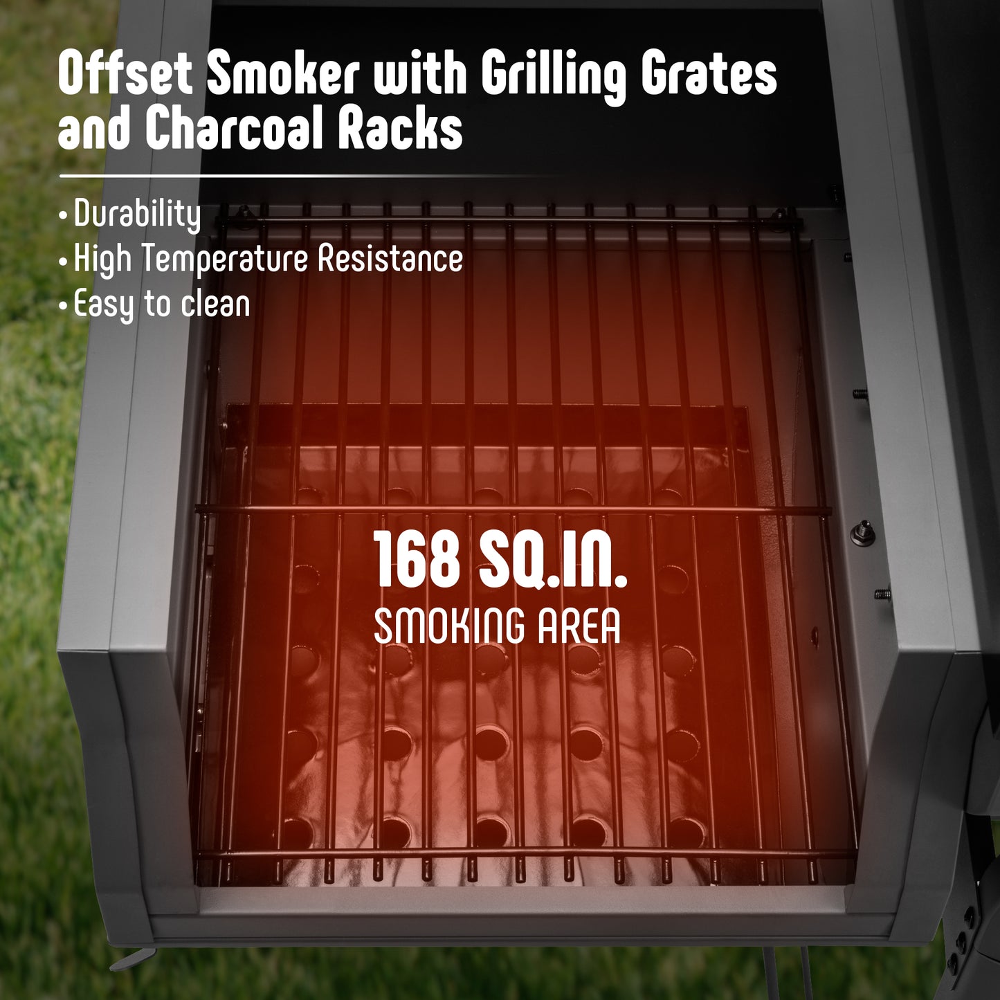 Feasto BBQ Charcoal Grill with Offset Smoker Grill and Side Table, 30-In Heavy-Duty Outdoor BBQ Grill with 815 Sq. In. Cooking Space for Outdoor Barbecue in Backyard, Patio and Parties, Black by Feasto