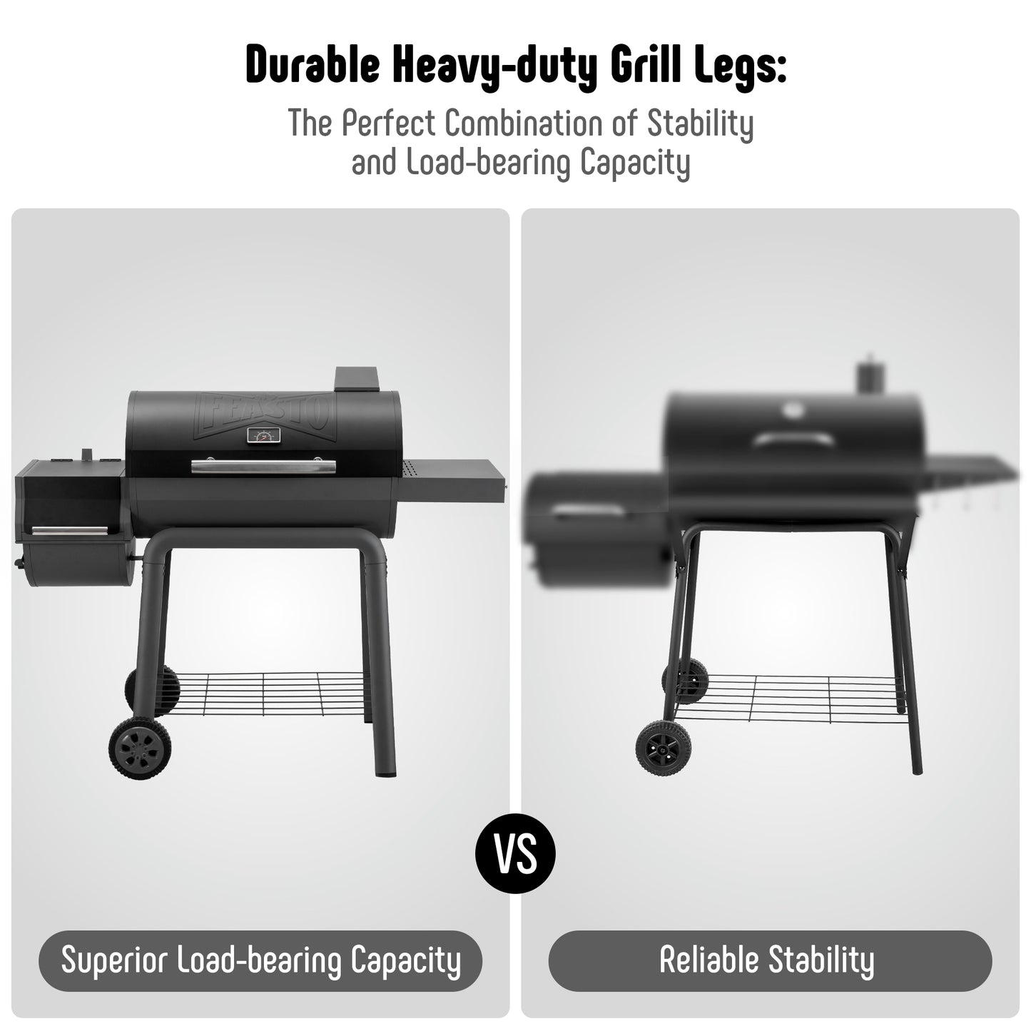 Feasto BBQ Charcoal Grill with Offset Smoker Grill and Side Table, 30-In Heavy-Duty Outdoor BBQ Grill with 815 Sq. In. Cooking Space for Outdoor Barbecue in Backyard, Patio and Parties, Black by Feasto