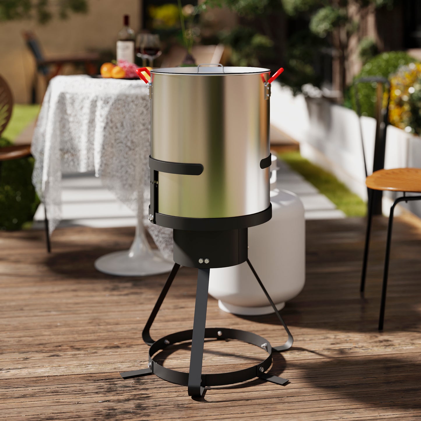 FEASTO 30Qt Aluminum Turkey Fryer Pot with Stockpot Basket & 50,000BTU Propane Gas Burner, Outdoor Deep Fryer & Seafood Boil Pot-Outdoor Cooker for Crawfish, Crab, Shrimp and Frying