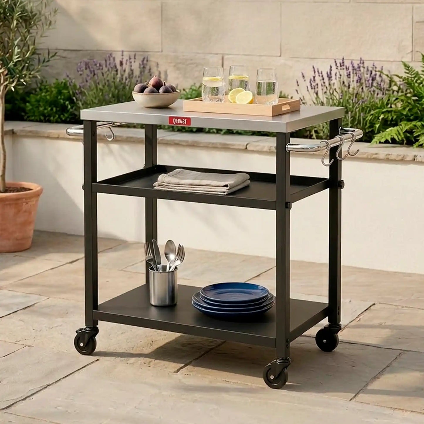 Outdoor Grill Cart with Adjustable Shelves