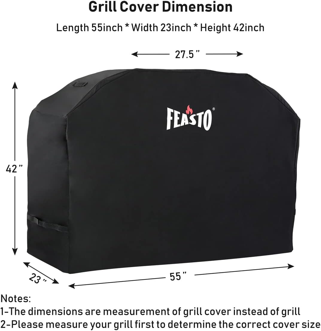 BBQ Grill Cover, 55” Heavy Duty Waterproof Gas Grill Cover,Anti-UV,Fade Resistant,Griddle Cover with Adjustable Velcro Strap,Fits for Weber,Char Broil,Nexgrill,Royal Gourmet(L55” x W23” x H42”)