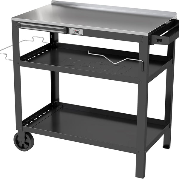 31.5"x18" Outdoor Grill Cart with Stainless Steel Tabletop, Movable Grill Table with Magnetic Tools Holder