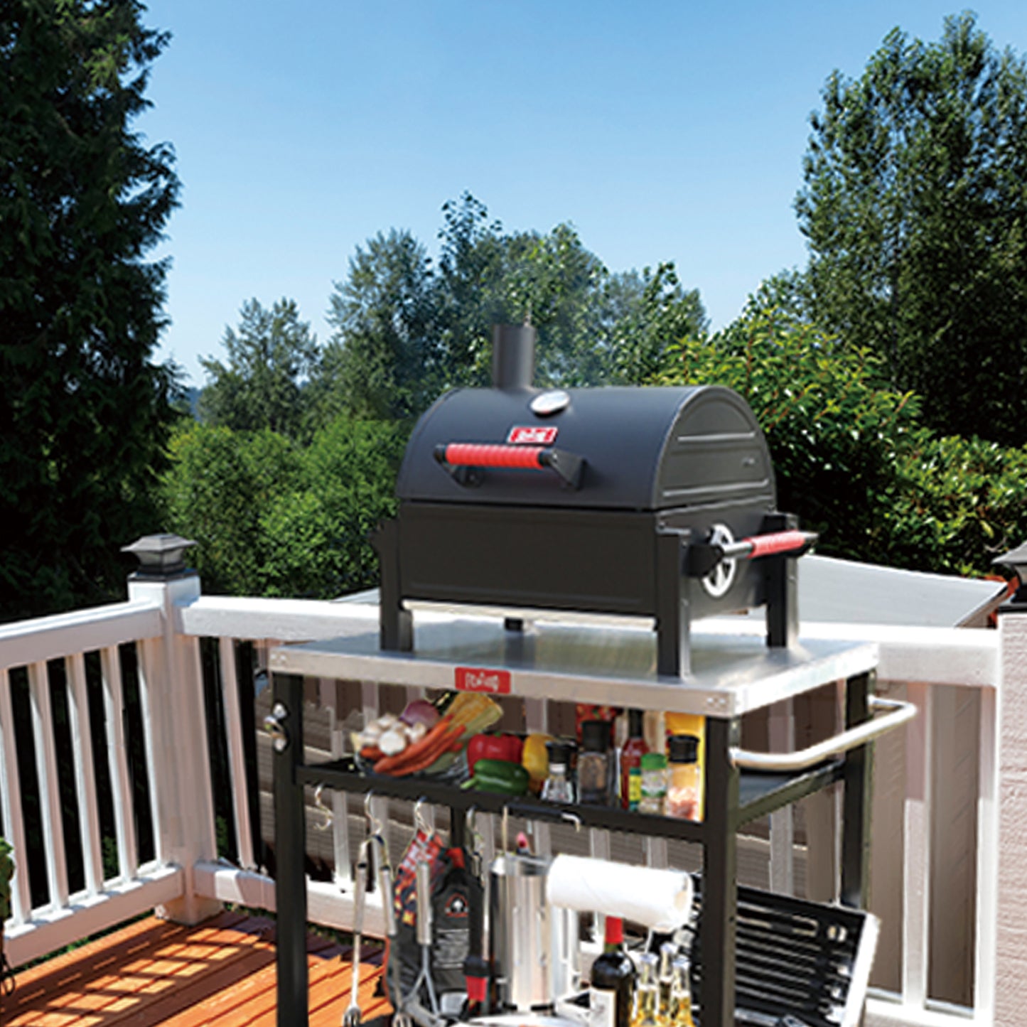 FEASTO Portable Charcoal Grill with Two Silicone Holding Handles Tabletop grilling with 354 Square Inches Cooking Area Convenient for outdoor Camping and Picnic Black L26.8’’x W20’’x H21.3’’