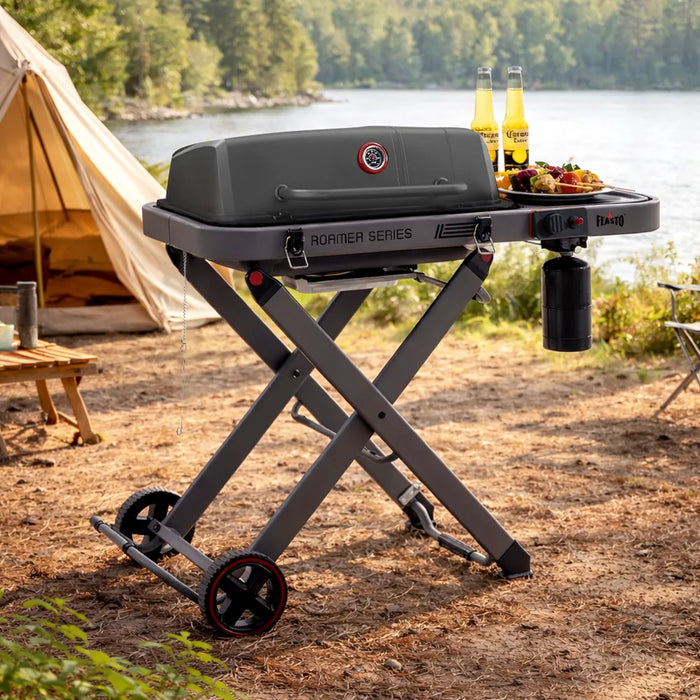 Portable Gas Grill with Foldable Cart