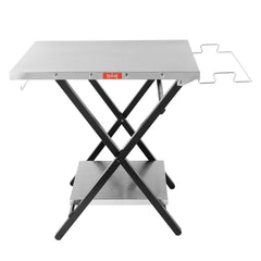 Outdoor Grill Table, Foldable Pizza Oven Stand & Griddle Stand with Garage Rack & Tissue Holder, Folding Outdoor Prep Table for Gathering and Party, 30" x 24", Stainless Steel