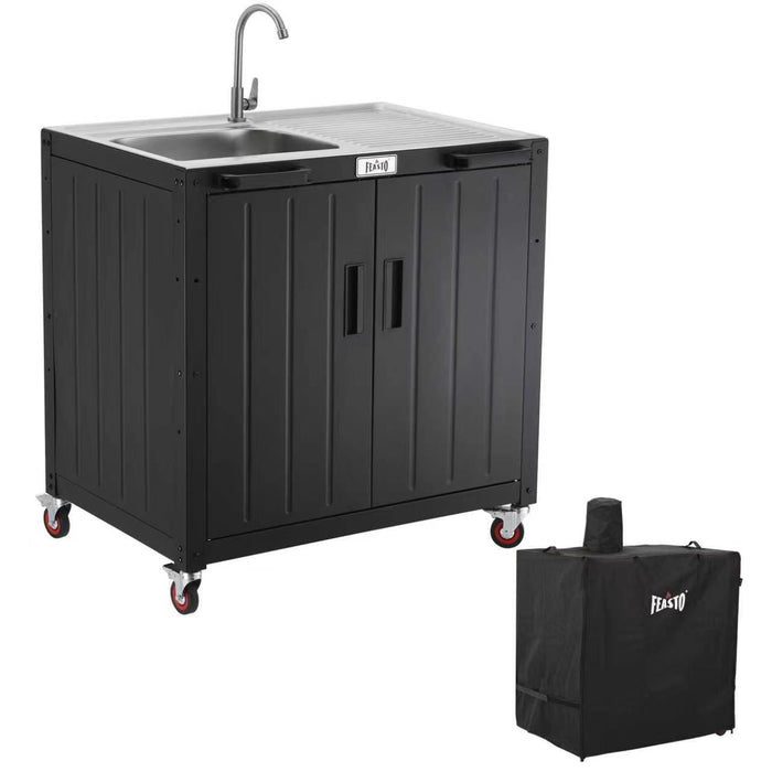 Feasto Outdoor Kitchen,36" Freestanding Outdoor Grill Cart with Cover