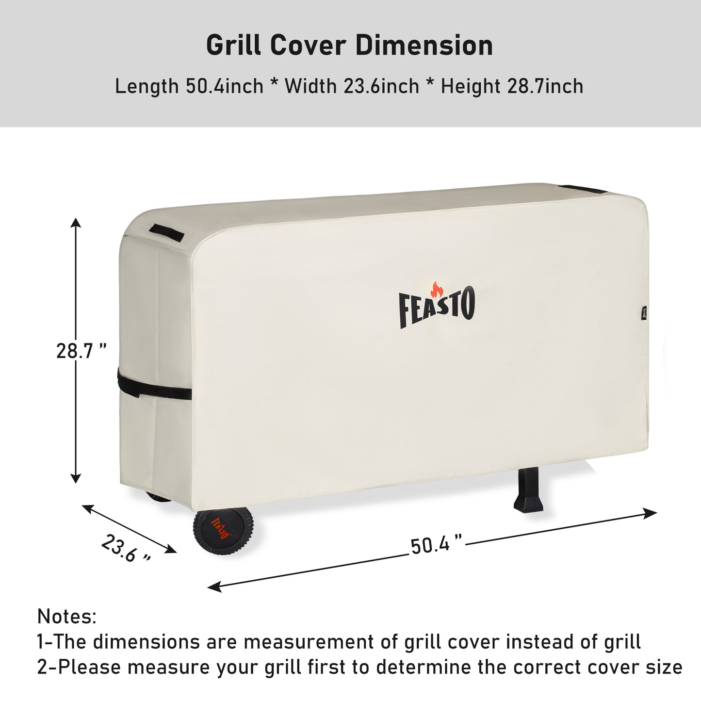 Outdoor Dining Cart Cover for Feasto Three-Shelf Movable Dining Cart Prep Table Heavy Duty Waterproof Cover for Feasto Dining Cart Beige (L50.4” x W23.6” x H28.7”)
