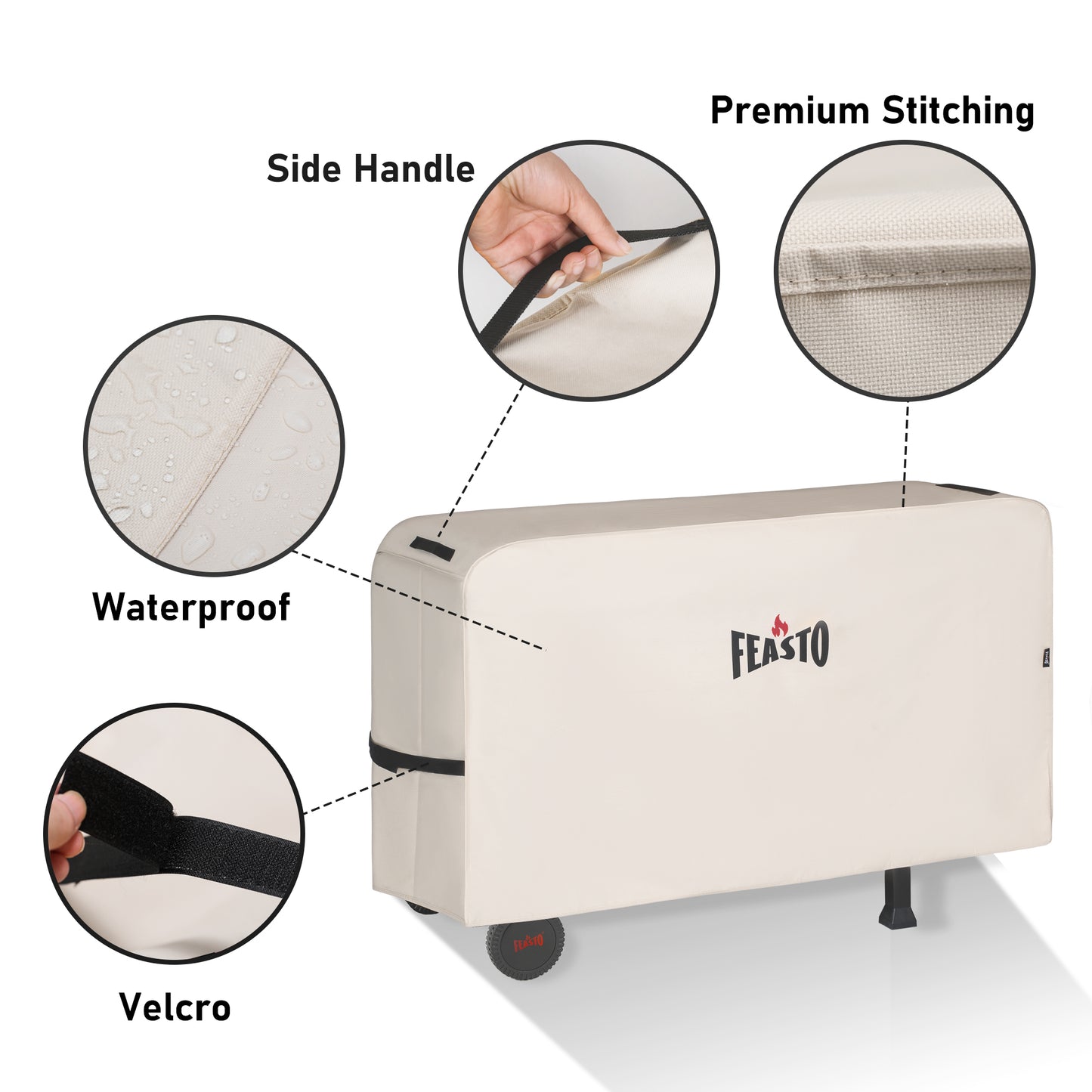 Outdoor Dining Cart Cover for Feasto Three-Shelf Movable Dining Cart Prep Table Heavy Duty Waterproof Cover for Feasto Dining Cart Beige (L50.4” x W23.6” x H28.7”)