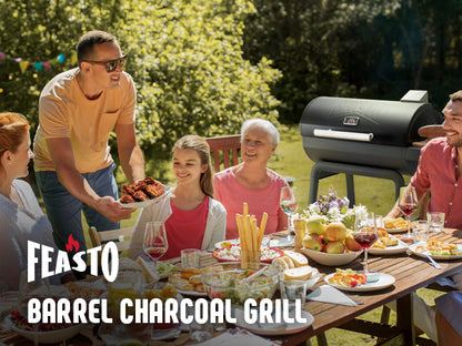 Feasto BBQ Charcoal Grill with Side Table, 30-In Heavy Duty Outdoor BBQ Grill with 647 Sq. In Cooking Area for Outdoor Barbecue in Backyard, Patio and Parties, Black by Feasto