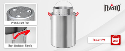 FEASTO 30Qt Aluminum Turkey Fryer Pot with Stockpot Basket & 50,000BTU Propane Gas Burner, Outdoor Deep Fryer & Seafood Boil Pot-Outdoor Cooker for Crawfish, Crab, Shrimp and Frying