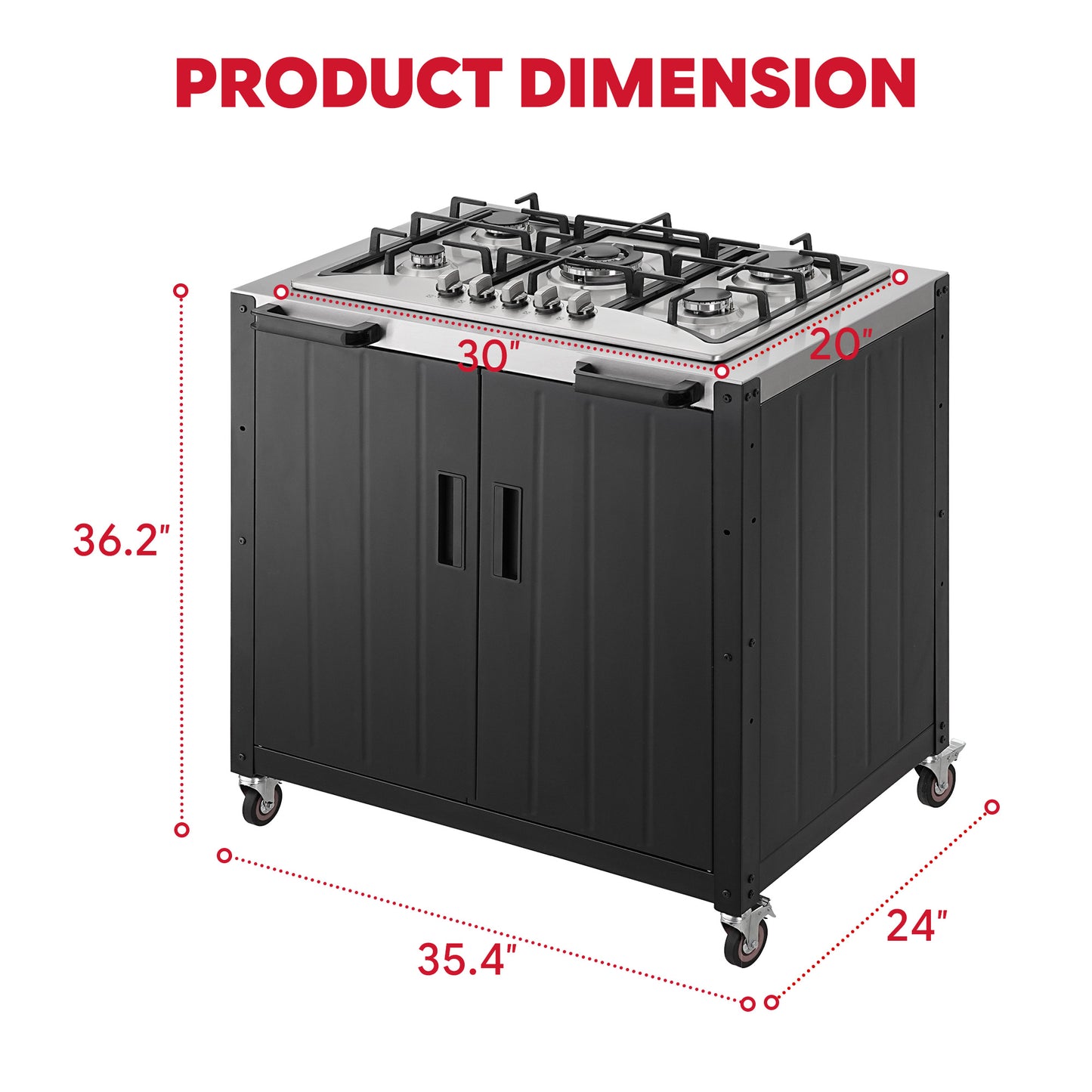 Feasto Outdoor Kitchen Series 5-Burner Outdoor Gas Grill with Cover, Modular Kitchen Grill