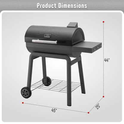 Feasto BBQ Charcoal Grill with Side Table, 30-In Heavy Duty Outdoor BBQ Grill with 647 Sq. In Cooking Area for Outdoor Barbecue in Backyard, Patio and Parties, Black by Feasto