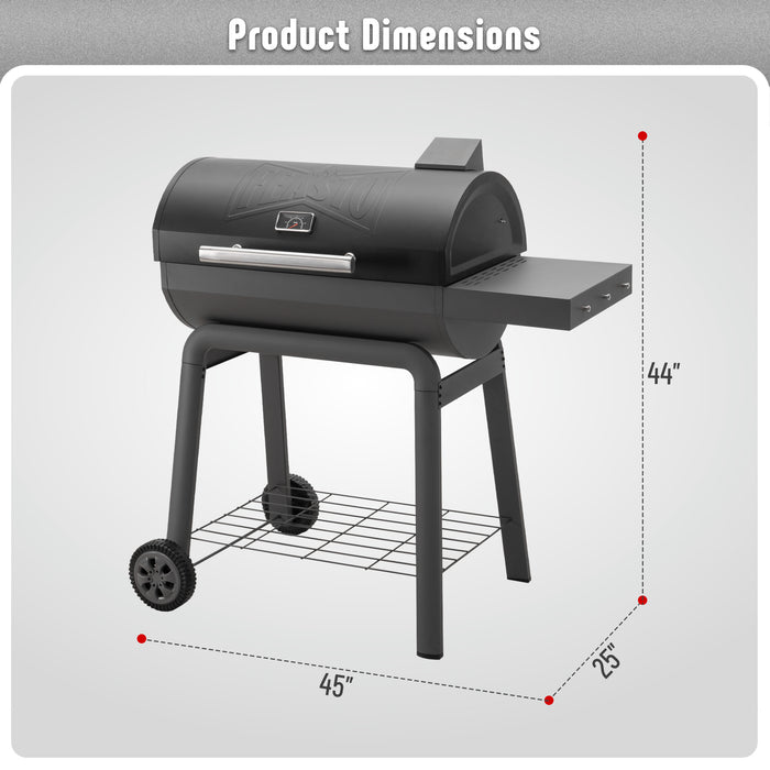 Feasto BBQ Charcoal Grill with Side Table, 30-In Heavy Duty Outdoor BBQ Grill