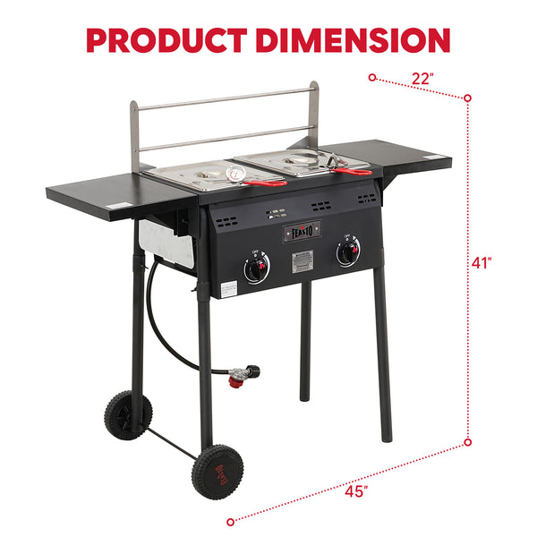 Feasto Outdoor Propane Deep Fryer with Dual Independent Burners(Add to cart and enjoy an additional 10% discount)