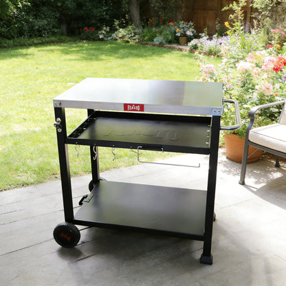 Feasto Three-Shelf Movable Food Prep and Work Cart Table,Cover Included(Add to cart and enjoy an additional 7% discount)