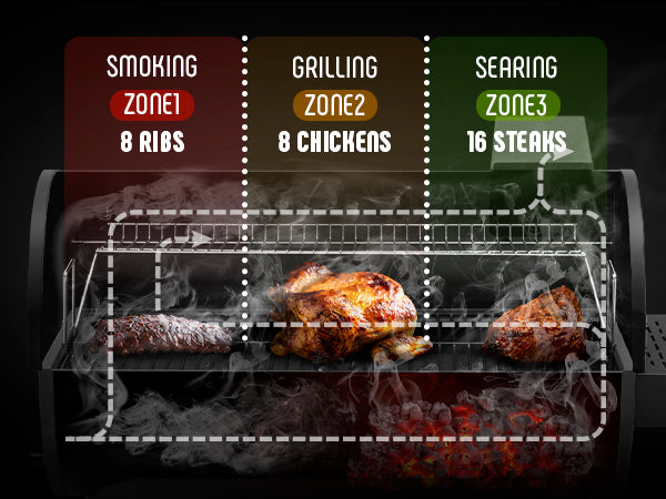 Feasto BBQ Charcoal Grill with Side Table, 30-In Heavy Duty Outdoor BBQ Grill with 647 Sq. In Cooking Area for Outdoor Barbecue in Backyard, Patio and Parties, Black by Feasto