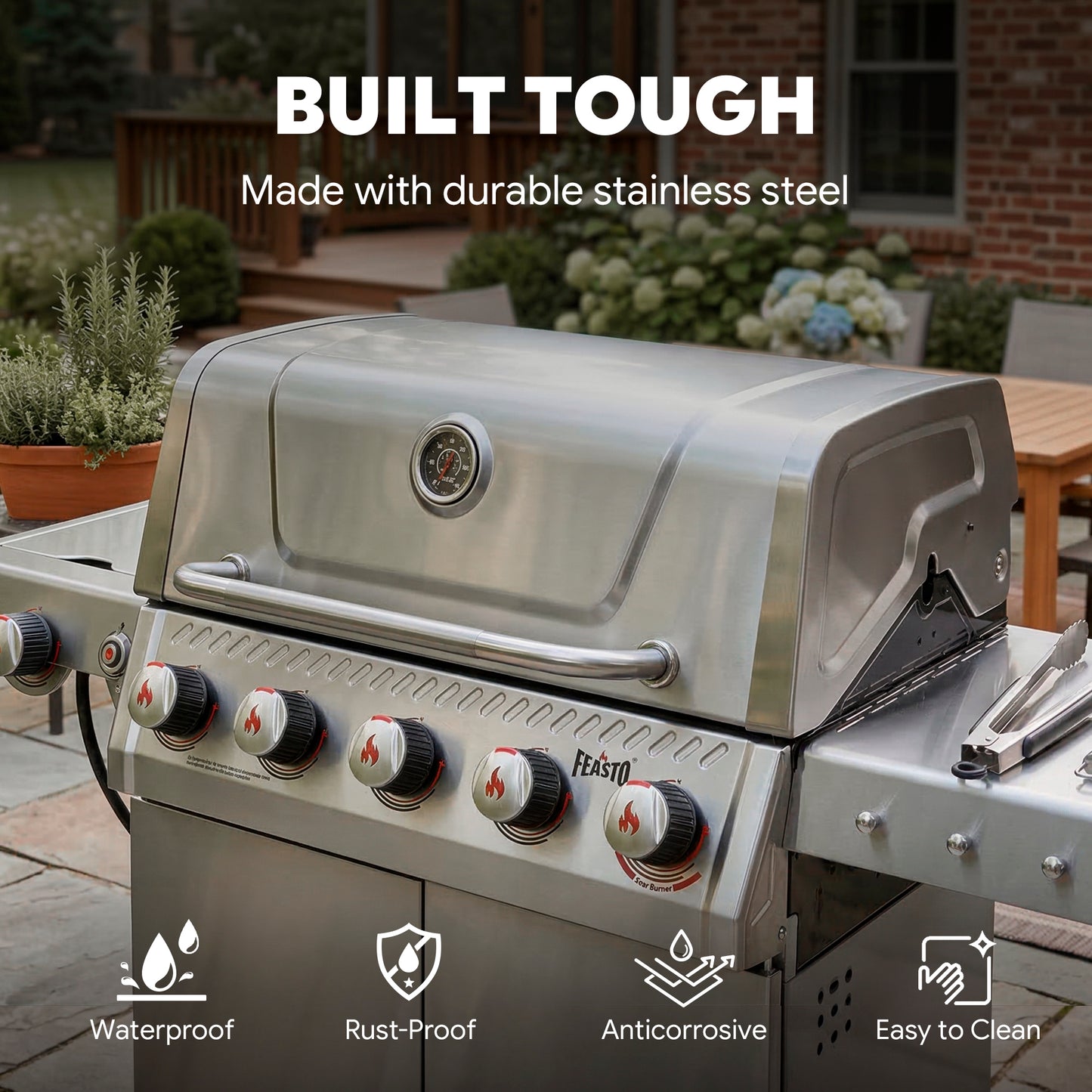Feasto 5-Burner Propane Gas Grill 58,000 BTU with Sear & Side Burner, 686 Sq. In.(Add to cart and enjoy an additional 5% discount)