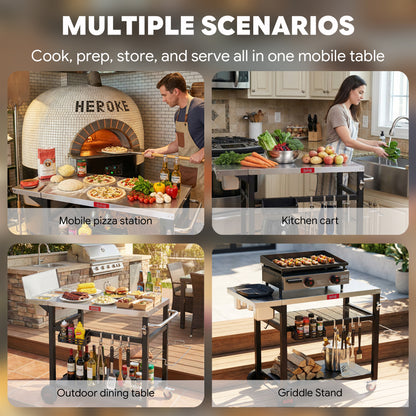 Feasto Outdoor Pizza Prep Station,Stainless Steel Top with 4 Ingredients Containers(Add to cart and enjoy an additional 7% discount)