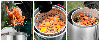 FEASTO 30Qt Aluminum Turkey Fryer Pot with Stockpot Basket & 50,000BTU Propane Gas Burner, Outdoor Deep Fryer & Seafood Boil Pot-Outdoor Cooker for Crawfish, Crab, Shrimp and Frying