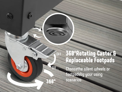 Feasto 3-Shelf Outdoor Steel Table Cart 35.4” x 24” Stainless Steel Table Top Movable Commercial Food Prep Pizza Prep Worktable Outdoor Kitchen Island