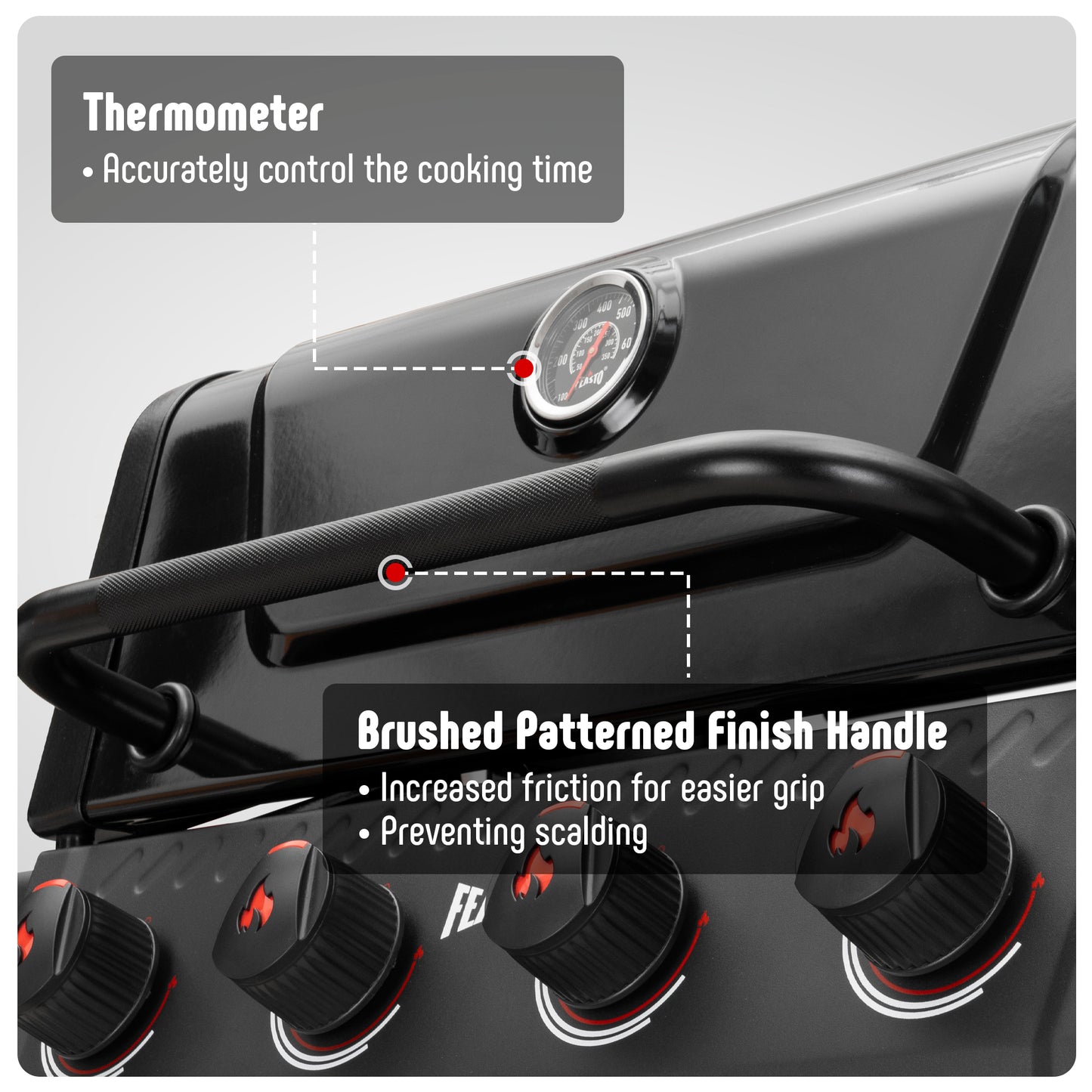 4-Burner Propane Gas Grill with 2 Side Tables and Porcelain-Enameled Grates for Patio Garden Barbecue,36000 BTU Outdoor Grill for Outdoor Cooking, Black