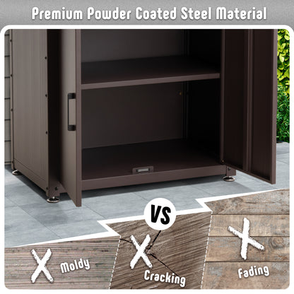 Garden Potting Bench with Storage Cabinet,Outdoor Gardening Table & Work Bench for Plants, Horticulture,Outdoor Workstation with Stainless Steel Tabletop,Outdoor Work Table with Elevated Rack