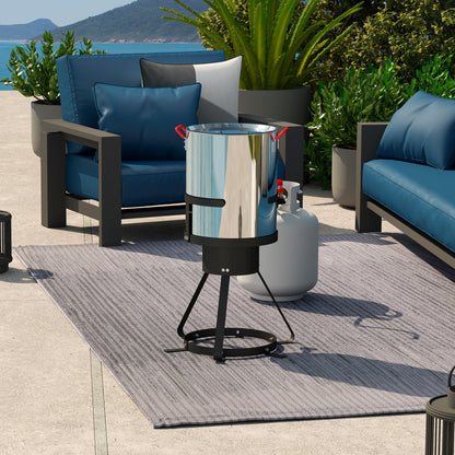 FEASTO 30Qt Aluminum Turkey Fryer Pot with Stockpot Basket & 50,000BTU Propane Gas Burner, Outdoor Deep Fryer & Seafood Boil Pot-Outdoor Cooker for Crawfish, Crab, Shrimp and Frying