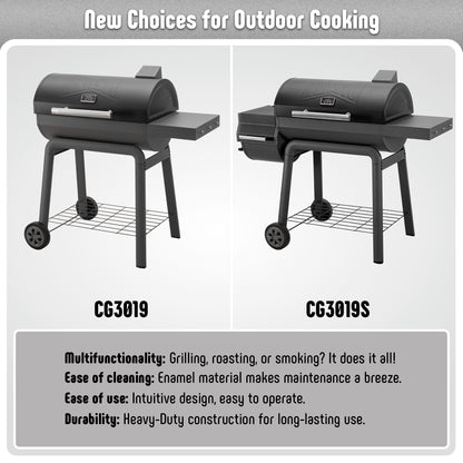 Feasto BBQ Charcoal Grill with Side Table, 30-In Heavy Duty Outdoor BBQ Grill with 647 Sq. In Cooking Area for Outdoor Barbecue in Backyard, Patio and Parties, Black by Feasto