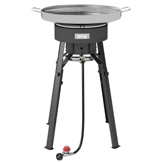 Feasto 23" Stainless Steel Concave Comal Set, Discada Disc Cooker with 54,000BTU Paella Burner and Adjustable Stand Set, Cazo Para Carnitas Tortillas Stir Fry Wok for Outdoor Cooking, CSA Certified