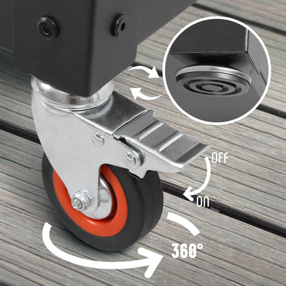 Feasto 3-Shelf Outdoor Steel Table Cart 35.4” x 24” Stainless Steel Table Top Movable Commercial Food Prep Pizza Prep Worktable Outdoor Kitchen Island