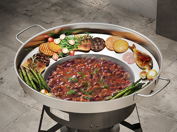 Feasto 23" Stainless Steel Concave Comal Set, Discada Disc Cooker with 54,000BTU Paella Burner and Adjustable Stand Set, Cazo Para Carnitas Tortillas Stir Fry Wok for Outdoor Cooking, CSA Certified