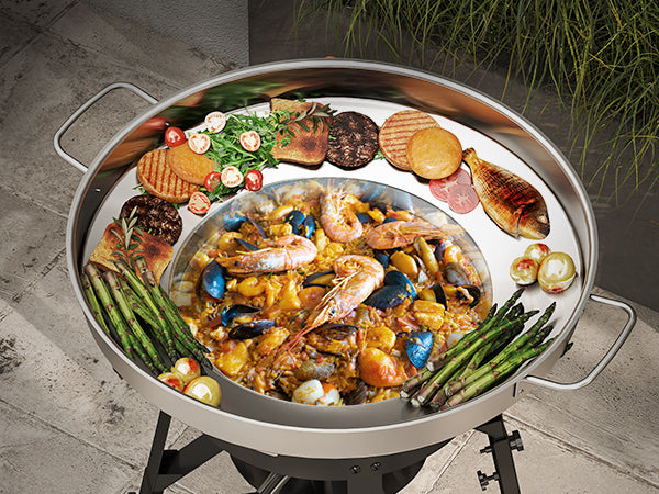 Feasto 23" Stainless Steel Concave Comal Set, Discada Disc Cooker with 54,000BTU Paella Burner and Adjustable Stand Set, Cazo Para Carnitas Tortillas Stir Fry Wok for Outdoor Cooking, CSA Certified