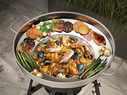 Feasto 23" Stainless Steel Concave Comal Set, Discada Disc Cooker with 54,000BTU Paella Burner and Adjustable Stand Set, Cazo Para Carnitas Tortillas Stir Fry Wok for Outdoor Cooking, CSA Certified