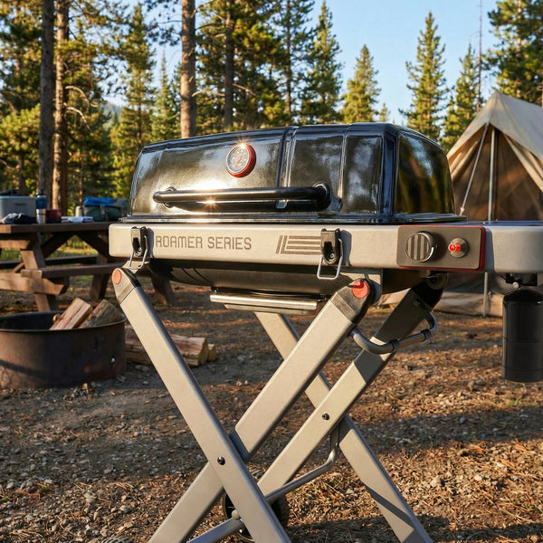 Portable Propane Gas Grill with Folding Cart, Camping & Tailgating,Black