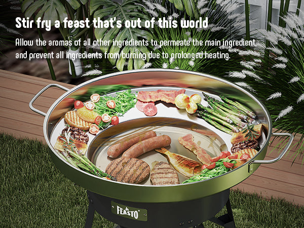 Feasto 23" Stainless Steel Concave Comal Set, Discada Disc Cooker with 54,000BTU Paella Burner and Adjustable Stand Set, Cazo Para Carnitas Tortillas Stir Fry Wok for Outdoor Cooking, CSA Certified