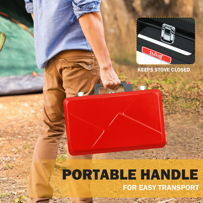 FEASTO Propane Camping Stove with Two Adjustable High Power Windproof Burners and Two Folding Legs Convenient for Outdoor Camping Picnic L22.8’’x W14.1’’x H13.6’’ (Red)