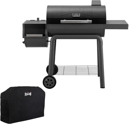 Feasto 30'' Outdoor Charcoal Grills with Cover, BBQ Grill with Offset Smoker and Side Table, 832 Sq. In. Heavy-Duty for Outdoor Backyard, Patio and Parties, Black