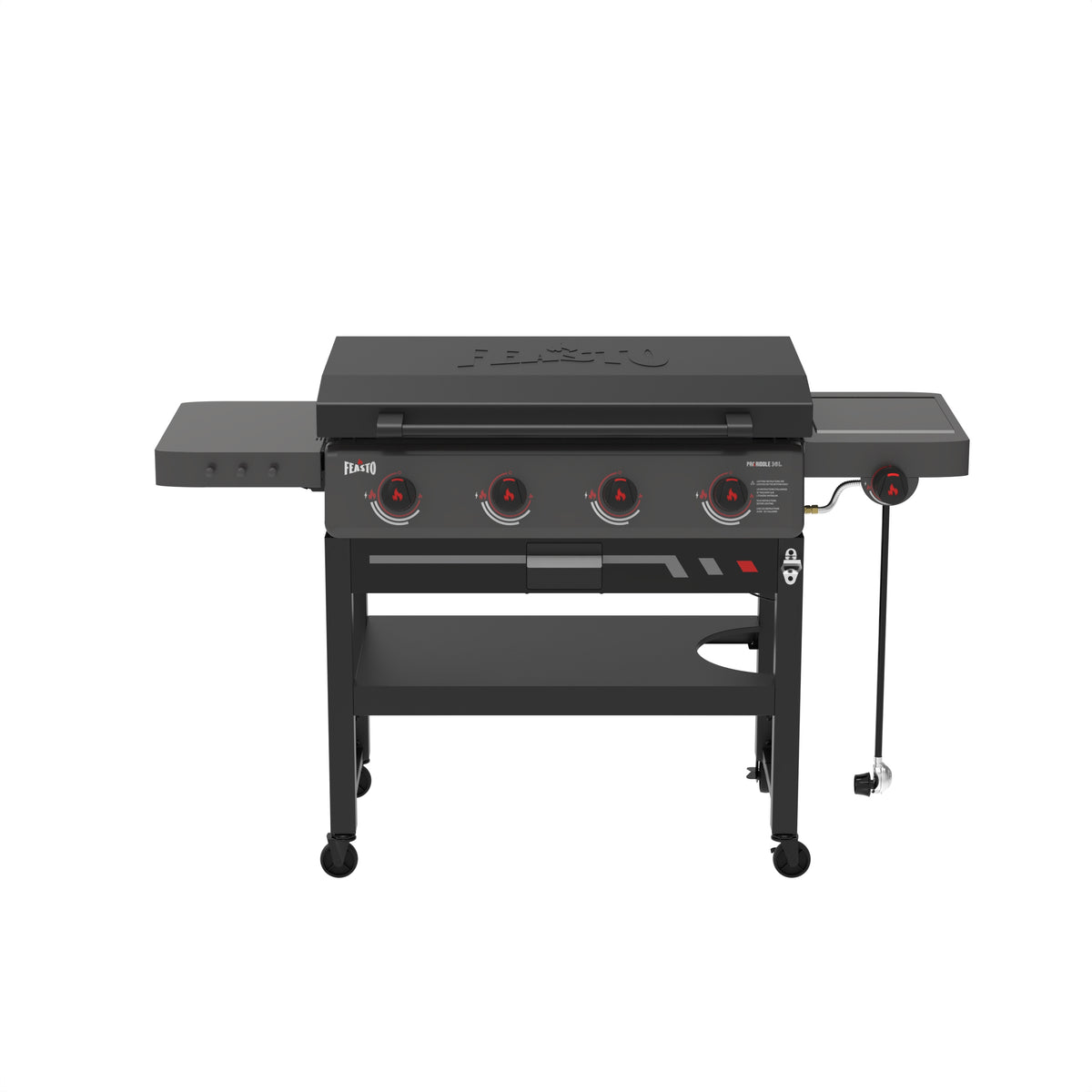 4-Burner Gas Griddle with Side Burner & Hood 360 view