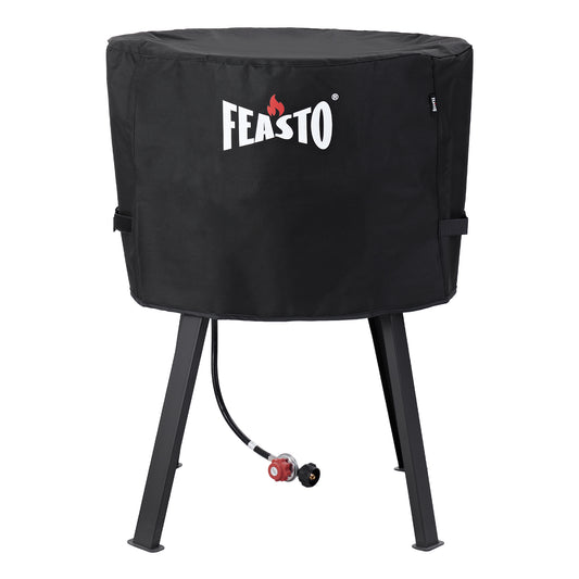 FEASTO 28-Inch Outdoor Concave Comal Cover, Waterproof 600D Heavy Duty BBQ Grill Cover, with Hook and Loop Straps, Black