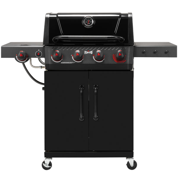 Feasto 4-Burner Propane Gas Grill with Sear & Side Burner 49,500 BTU, Black(Add to cart and enjoy an additional 5% discount)