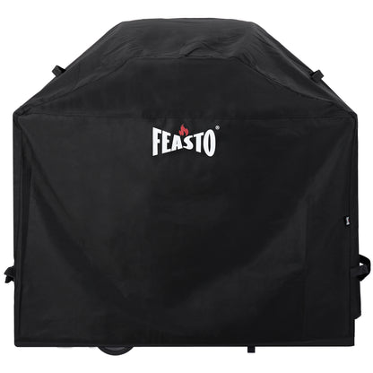 FEASTO 44-Inch Outdoor Grill Cover for 2 Burner Gas Grill, Waterproof 600D Heavy Duty BBQ Grill Cover, with Handles & Hook and Loop Straps, Black