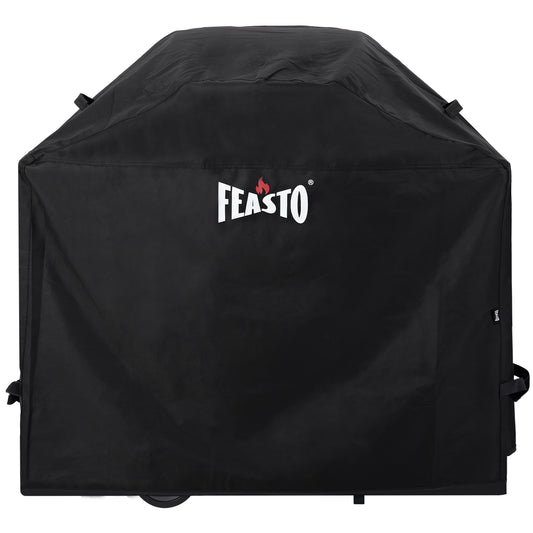 FEASTO 44-Inch Outdoor Grill Cover for 2 Burner Gas Grill, Waterproof 600D Heavy Duty BBQ Grill Cover, with Handles & Hook and Loop Straps, Black