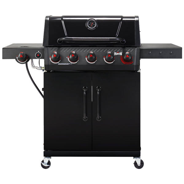 Feasto 5-Burner Propane Gas Grill with Sear & Side Burner 58,000 BTU, Black(Add to cart and enjoy an additional 5% discount)