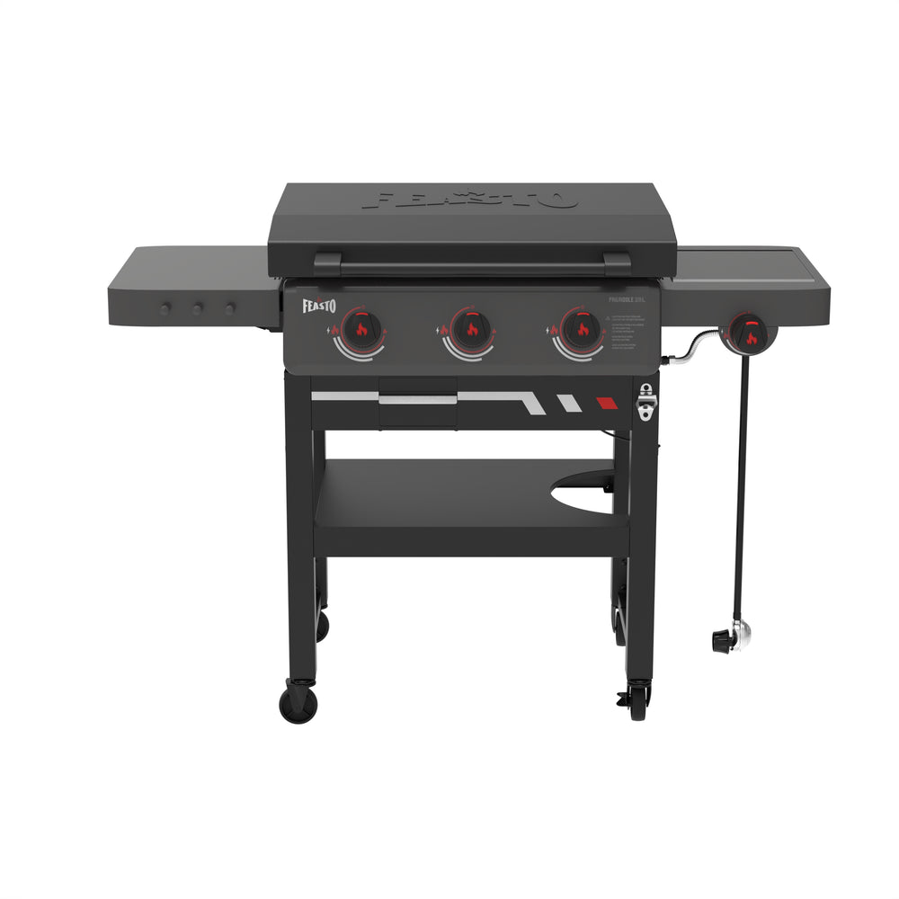 3-Burner Gas Griddle with Side Burner & Hood 360 view