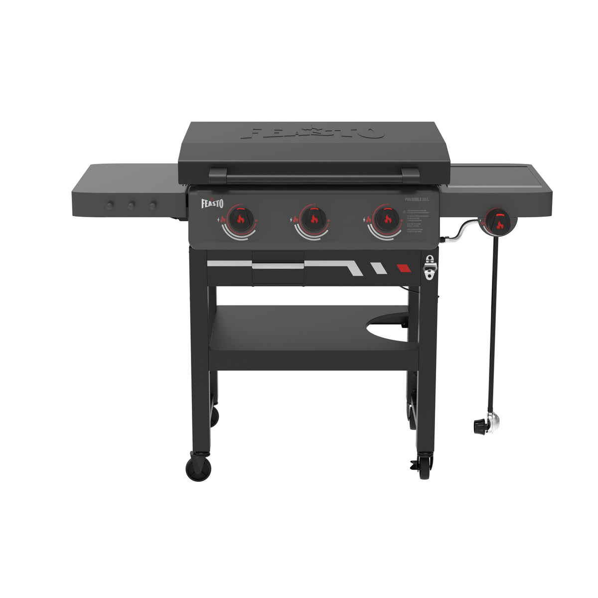 3-Burner Gas Griddle with Side Burner & Hood 360 view