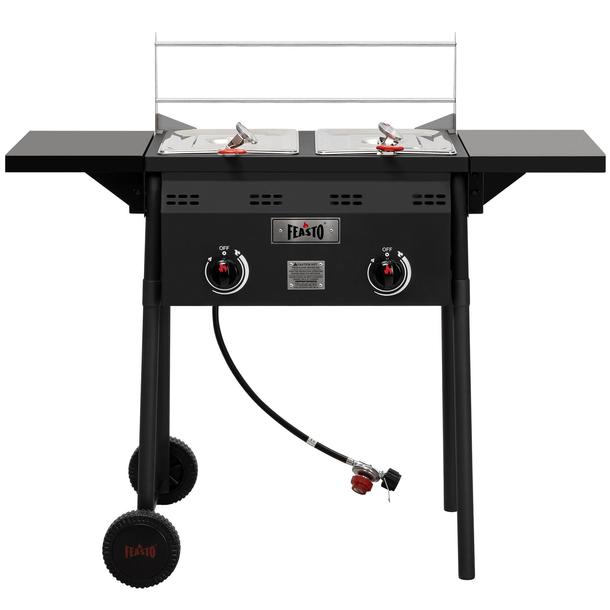 Outdoor Propane Deep Fryer - Dual Tank, Dual Burners, Movable Cart