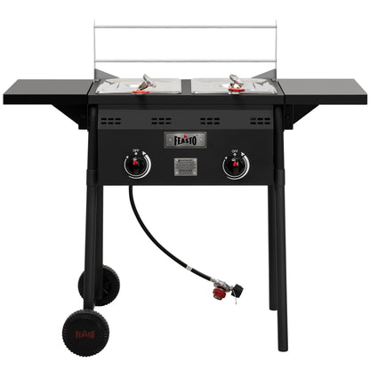 Feasto Outdoor Propane Deep Fryer with Dual Independent Burners